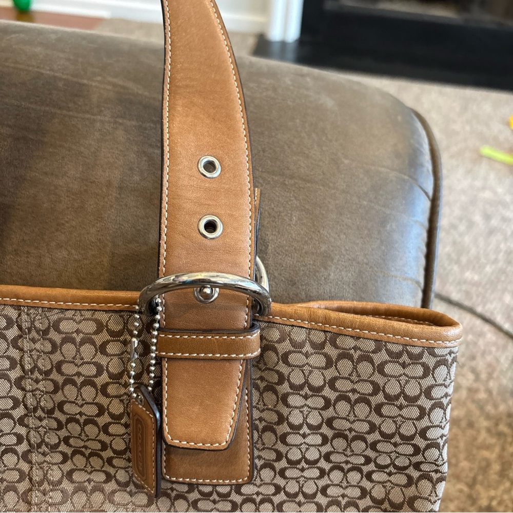 Vintage Coach Brown Leather Tote Bag 6383 - Picture 6 of 8